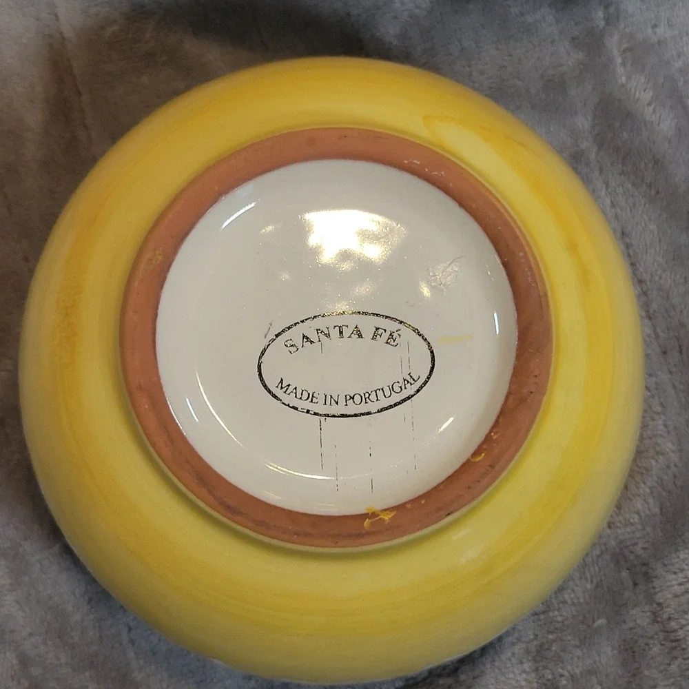 Santa Fe Dip Bowl and Ladle Set Cream Southwestern Geometric Ceramic Portugal